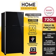 Sharp 720L Pelican Refrigerator SJP882MFGK (NEW) | AG CU Nano Deodorizer | Peti Sejuk | Peti Ais