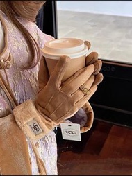 UGG 2025新款 女士冬季毛絨分指手套 純色簡約保暖防寒休閒時尚手套