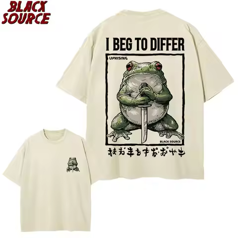 T444 I Beg To Differ Frog T Shirt Funny Japanese Frog Retro Clothing Harajuku Clothes Summer Graphic