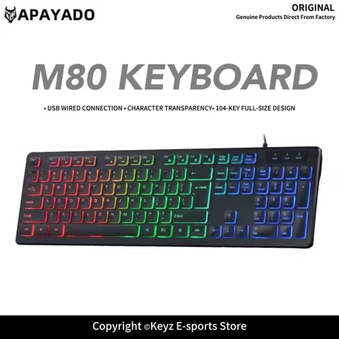 M80 Ultra Thin Wired Gaming Keyboard APAYAD0 LED Light Silent Chocolate Keycap Compatible Windows Ma