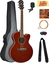 Yamaha CPX600 Acoustic-Electric Guitar - Rootbeer Bundle with Gig Bag, Tuner, Strings, Strap, Pic...