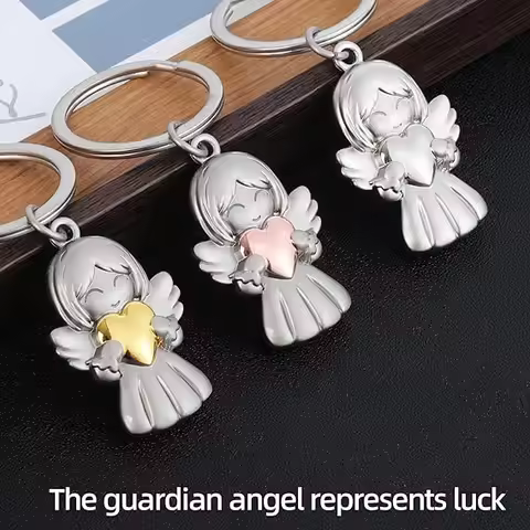 Love Angel keychain, Guardian Angel heart, embrace Key chain, handbag pendant, bag hanging accessory