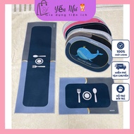 Combo of 8 mats, 2-piece kitchen floor mat set with 6 3D Balinese oval floor mats with matte felt de