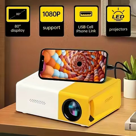 Smart Mini Portable Projector, 180° Adjustable Angle, Compatible, USB, Smartphone, TV Box, Laptop-fo