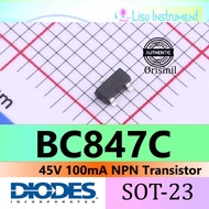 Bc847c 45V 100mA NPN Transistor K1M BC847 SOT-23 Diodes Incorporated ORIGINAL