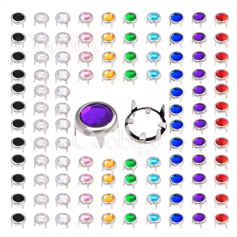 6mm Rhinestone Rivet Clawed Crystal Studs Nailheads Spike Round Inlay Garment Bags Shoes DIY Leather