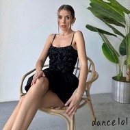 Dance101 Women's 3D Flower Cami Top - Sleeveless Spaghetti Straps Scoop Neck