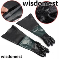 WISDOMEST 1Pair Sandblast Cabinets Gloves, Black Sandblaster Parts Sandblaster Glove, Special 60cm Rubber Sandblasting Nitrile Gloves