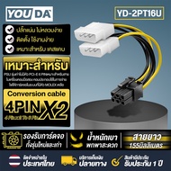 YOUDA สายแปลง 4PIN x2 TO 6PIN (PCI-E) YD-2PT16U สาย Molex to PCI-E 6PIN รองรับการ์ดจอทั้งรุ่นใหม่และ
