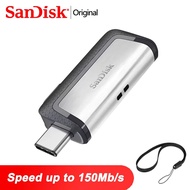 Sandisk แฟลชไดรฟ์แท่ง USB หน่วยความจำ OTG แฟลชชนิด C ขนาด64GB USB แฟลชไดรฟ์32GB U 128GB คีย์ Usb ขนาด16GB ที่เก็บข้อมูล Usb 256GB สำหรับพีซี