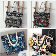 Mumu Canvas Ladies Women Printed Tote Bag With Zipper #3019