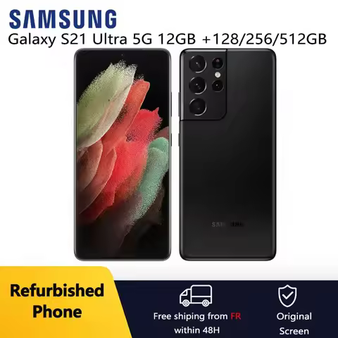 Refurbished Samsung Galaxy S21 Ultra 5G G998U1 6.8" AMOLED 12GB+128/256/512GB Snapdragon NFC SmartPh