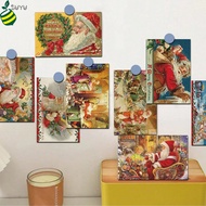 10pcs Christmas Gift Card Santa Claus Elk Vintage Postcard Message Card Greeting Card Wall Decoratio