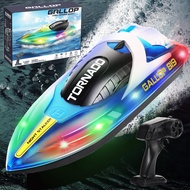 RC Boat with LED Light for Kids, 2.4Ghz Full Proportional Remote Control Boat for Pools and Lakes Po