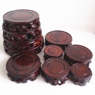Solid Wood Root Carving Round Base Imitation Mahogany Buddha Statue Teapot Vase Aquarium Stone Base 