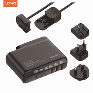 LDNIO  A6140C  140W การชาร์จเร็วสุด ๆ 6 พอร์ต อะแดปเตอร์โน้ตบุ๊ก USB-C & USB-A PD & GaNFast สามประเภ