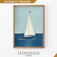 Wall painting, Sailboat American Flag Print Nautical Coastal 4th of July Decor (Digital Download) 1