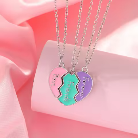 Magnetic Bff Friendship Necklace For 3 Matching Heart Pendant Best Friend Necklaces