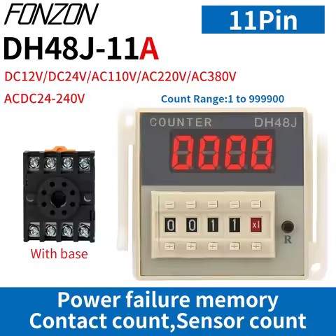 DH48J-11A Counter Relay DC12V 24V AC110V 220V Electronic Preset Digital Display Relay 11 Pin NPN Sen