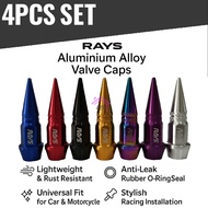 4pcs RAYS Aluminium Tyre Valve Cap Car Sport Rim Tyre Valve Cover Aksesori Kereta Sport