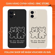 Iphone 6S/6 Plus/7G/8G/X/Xs/11/12/....flexible square edge camera protection case in Bear shape bag