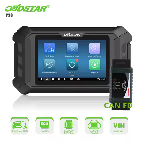 OBDSTAR P50 Airbag Reset Tool Covers 81 Brands Over 11200+ ECU Part No. Plus CAN FD Adapter