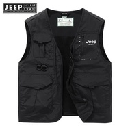 Jeep Spirit 1941 Estd Tank Top Mens Multi Pocket Tank Top Tactical Motorcycle Driver Mens Coat Summe