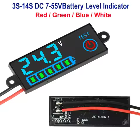 3S-14S DC 7-55VBattery Level Indicator 12V 24V 36V 48V Acid/Lipo Lithium Battery Capacity Board Volt