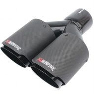 Akrapovic Car Carbon Fiber Muffler Tip Y Shape Double Exit Exhaust Pipe Mufflers Universal Stainless Black
