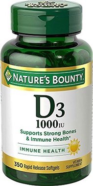 Vitamin D3 by Nature’s Bounty for immune support. Vitamin D3,  1000IU, 350 Softgels