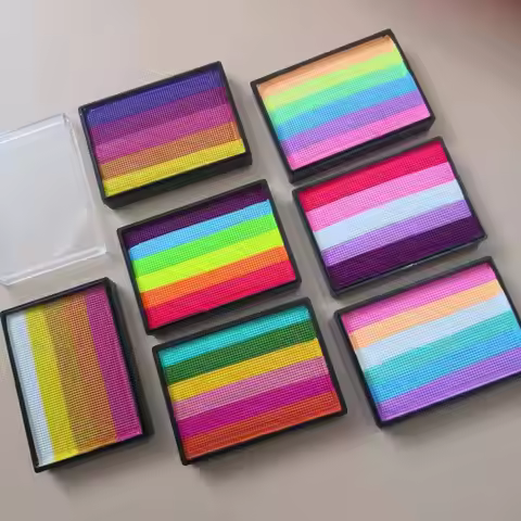 Professional Water Activated Face and Body Paint Rainbow Split Cake Face Painting Neon UV Body Paint