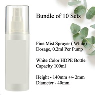 Sprayer Bottle, Fine Mist Sprayer, 100ml White HDPE Plastic Bottle.