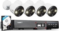LongPlus Smart 4K 8CH Home Security Camera System, 4Pcs Wired PoE IP Cameras System Outdoor with Per