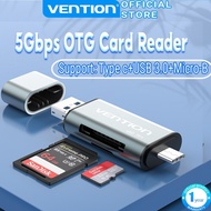 Vention 2 in 1 SD TF Card Reader OTG USB 3.0  2.0 5Gbps 256GB Type C 3.0 TF SD Micro SD Memory Card