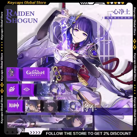 Genshin Impact Series Keycaps PBT Sublimation OEM Raiden Shogun 10-key Keycap for Mechanical Keyboar