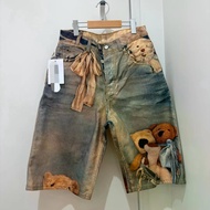 Acne studio3d Digital Print Bear Cartoon Print Cropped Shorts