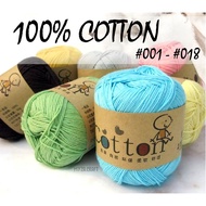 [READY STOCK] 100% COTTON YARN 8 PLY 50G CODE 001-018 (PART 1)