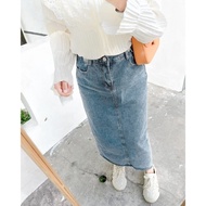 Rok jeans wanita panjang korean style rok jeans skrit span Theana