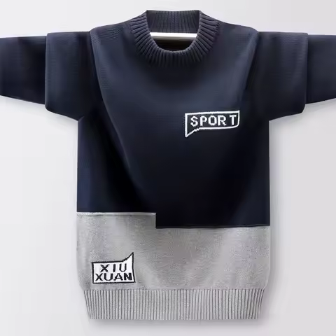 Children's Sweater FALL Winter New Teenage Boys Sweater Cotton Clothing Hedging Children's Clothing 