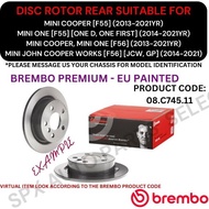 BREMBO GENUINE DISC BRAKE ROTOR (REAR) FOR MINI COOPER [F55, F56] '13-21Y / MINI ONE [F55, F56] '13-