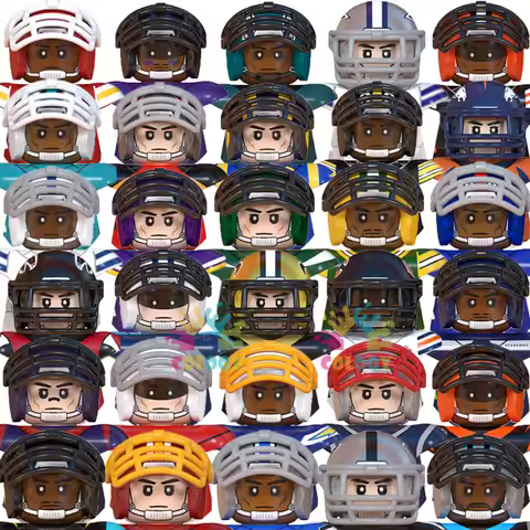Kids Toys American Football Stars Building Blocks Sport Rugby Player Helmet Trophy Mini Action Figur