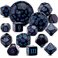 15Pcs/Set Polyhedral Dice D3-D100 Spherical RPG Complete DND Opaque Black 100 Sides Dices Role Playi