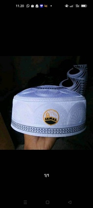 peci kopeah terompah Malaysia motif logo Kabah/peci putih haji/songkok pria santri