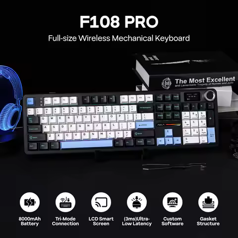 EPOMAKER X AULA F108 PRO Full-Size 108-Key 100% Gasket Wired/2.4GHz/BT Wireless Mechanical Keyboard 