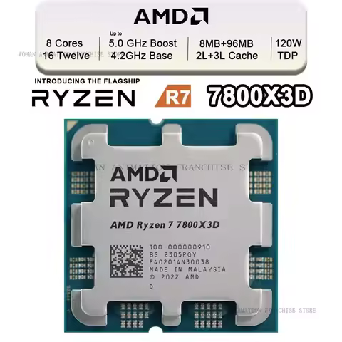 AMD Ryzen 7 7800X3D R7 7800X3D 5.0 GHz 8-Core 16-Thread CPU Processor 5NM 96M 100-100000910 Socket A