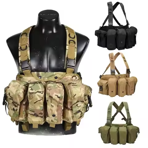 Military Tactical AK Vest Multicam - MOLLE Ammo Chest Rig for AR AK47 Magazine Combat Airsoft CS Hun