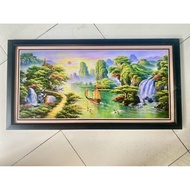 Wall Decoration plus Frame size: 50cm x 100cm Beautiful Waterfall Print Painting