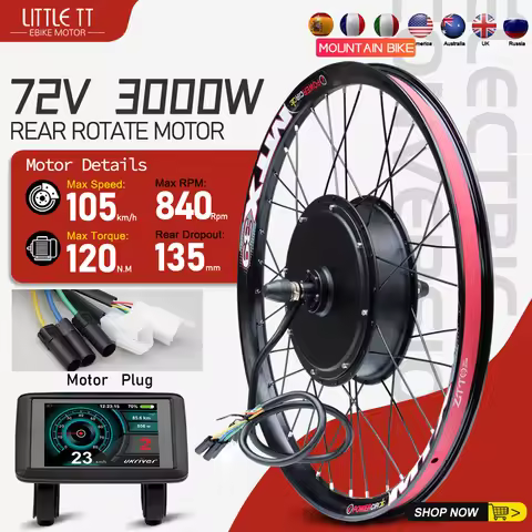 MTX39 72V 3000W Electric Bike Conversion Kit Rear Brushless Gearless Hub Motor Wheel 20-29inch 700C 