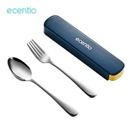 ecentio 2pcs Sendok Makan Dengan Kotak Berbahan Stainless Steel Sendok Korea Set