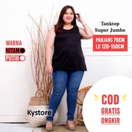 Kaos Manset Polos Hitam Putih Lengan Panjang Wanita Jumbo Bigsize LD Sampai 130
